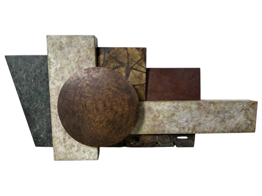 David W. Bowman (American, 21st Century) Abstract Mixed-Metal Geometric Wall Sculpture 53'W X 25'H X 7'D Estimate $4,000-$6,000