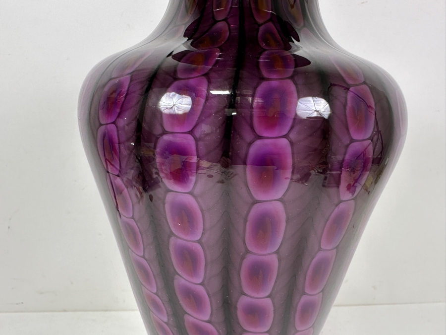 Thomas A. Philabaum (American, b. 1947) Purple And Pink Art Glass Vase Signed Underneath In The 'Reptilian Skin' Series 15'H Estimate $300-$500 [Photo 4]