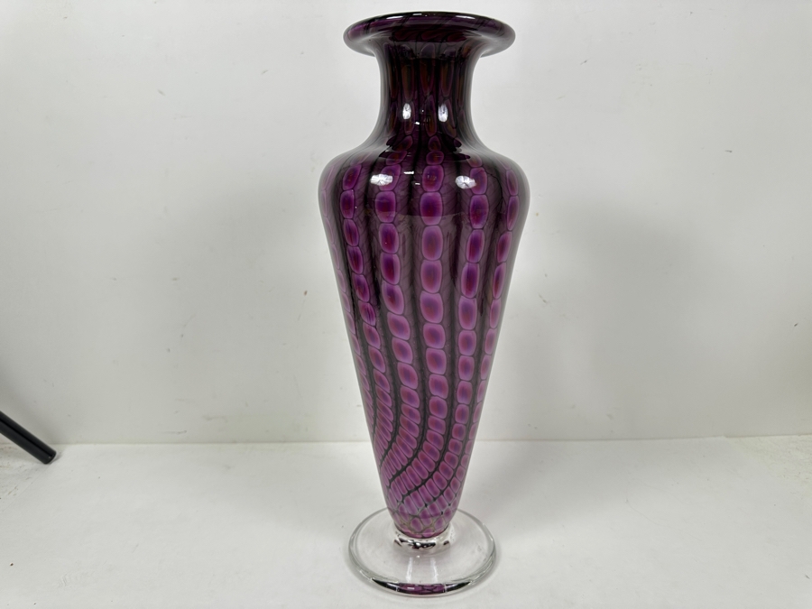 Thomas A. Philabaum (American, b. 1947) Purple And Pink Art Glass Vase Signed Underneath In The 'Reptilian Skin' Series 15'H Estimate $300-$500 [Photo 2]