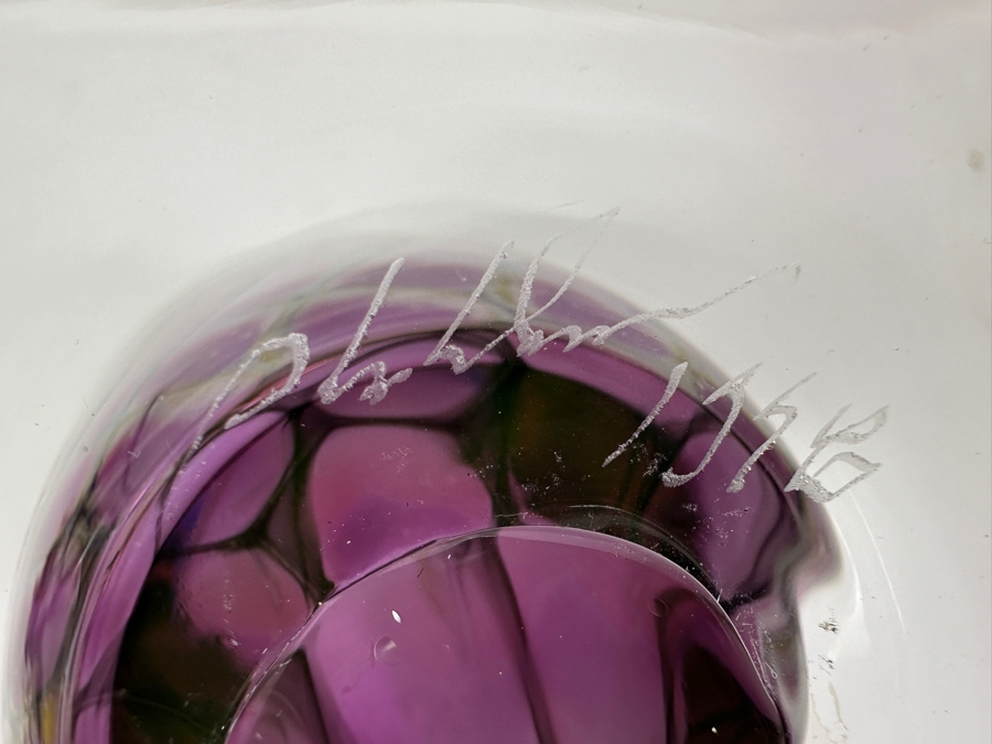 Thomas A. Philabaum (American, b. 1947) Purple And Pink Art Glass Vase Signed Underneath In The 'Reptilian Skin' Series 15'H Estimate $300-$500 [Photo 6]