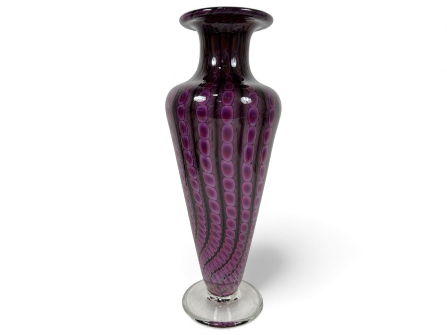 Thomas A. Philabaum (American, b. 1947) Purple And Pink Art Glass Vase Signed Underneath In The 'Reptilian Skin' Series 15'H Estimate $300-$500