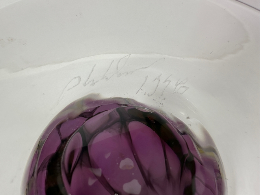 Thomas A. Philabaum (American, b. 1947) Purple And Pink Art Glass Vase Signed Underneath In The 'Reptilian Skin' Series 15'H Estimate $300-$500 [Photo 9]