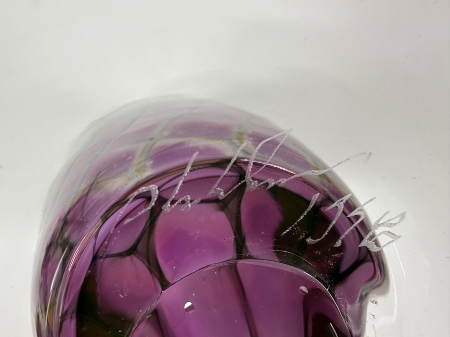 Thomas A. Philabaum (American, b. 1947) Purple And Pink Art Glass Vase Signed Underneath In The 'Reptilian Skin' Series 15'H Estimate $300-$500 [Photo 8]