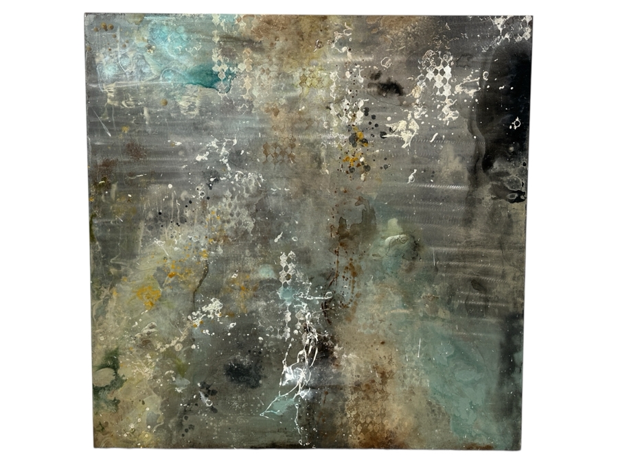 Just Added - Dysart (American, B. 1980) Modernist Abstract Painting On Metal Titled 'Moon Dance' 40' X 40'