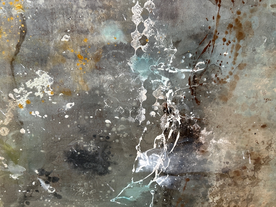 Just Added - Dysart (American, B. 1980) Modernist Abstract Painting On Metal Titled 'Moon Dance' 40' X 40' [Photo 2]