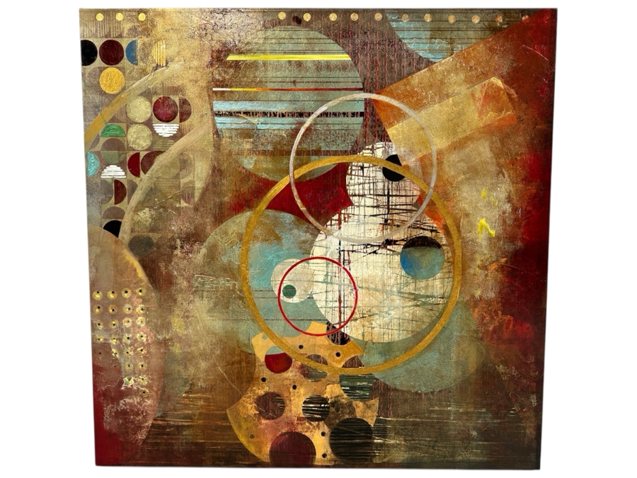 John Douglas (American, 21st Century) Mixed-Media Geometric Abstract Painting On Canvas Titled 'Rumor I' 30' X 30' Estimate $2,000-$3,000