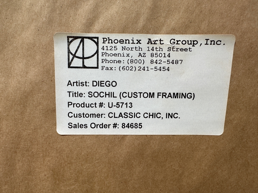 Checo Diego (American, 21st Century) Abstract Painting On Canvas Titled 'Sochil' 30' X 30' Framed In A Modern Steel Frame 32' X 32' Estimate $2,000-$3,000 [Photo 9]