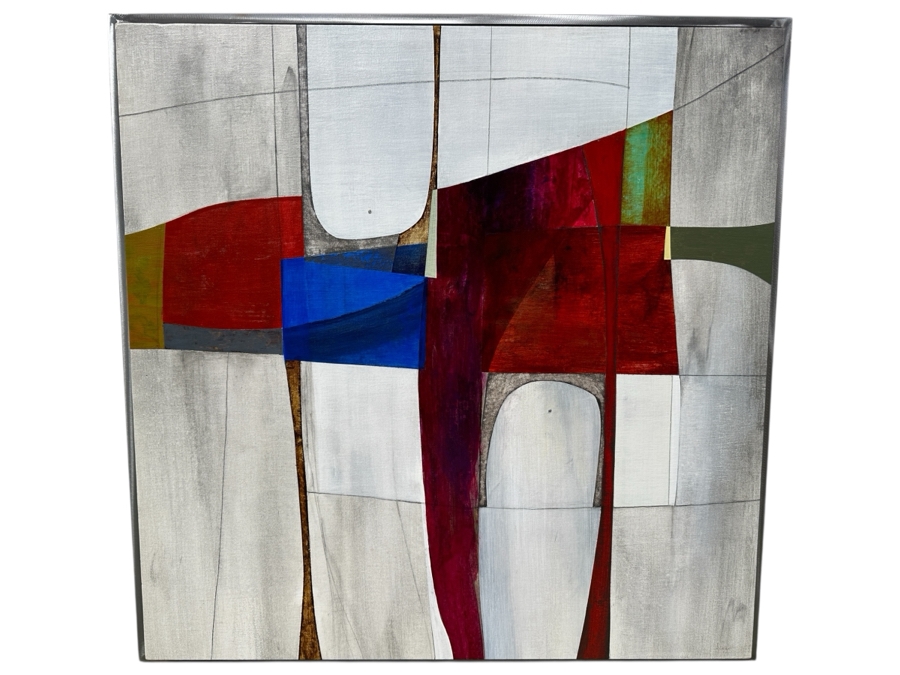 Checo Diego (American, 21st Century) Abstract Painting On Canvas Titled 'Sochil' 30' X 30' Framed In A Modern Steel Frame 32' X 32' Estimate $2,000-$3,000