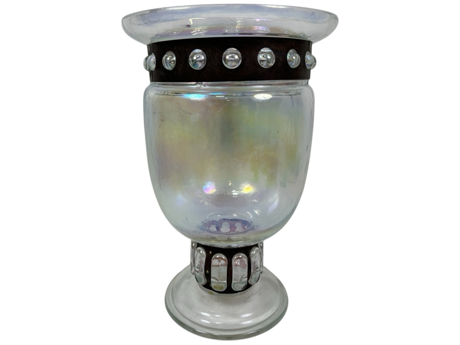 Silvestri Mouth Blown Art Glass Vase 14.5'H