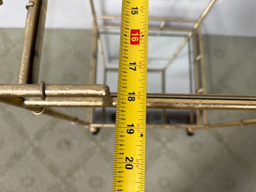 Gold Tone Metal Bamboo Motif 2-Tier Bar Cart On Casters 18W X 18D X 30H [Photo 7]