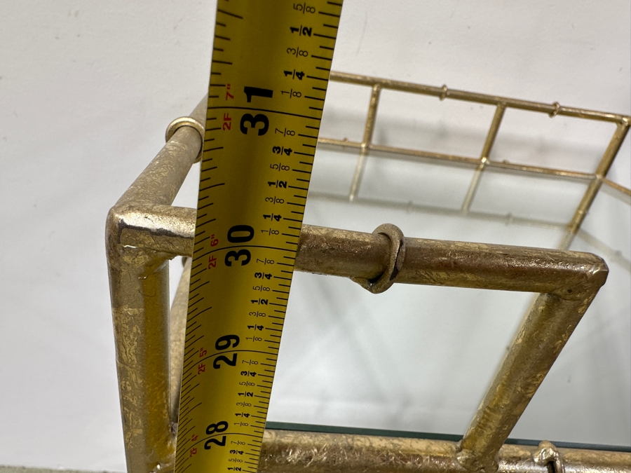 Gold Tone Metal Bamboo Motif 2-Tier Bar Cart On Casters 18W X 18D X 30H [Photo 8]
