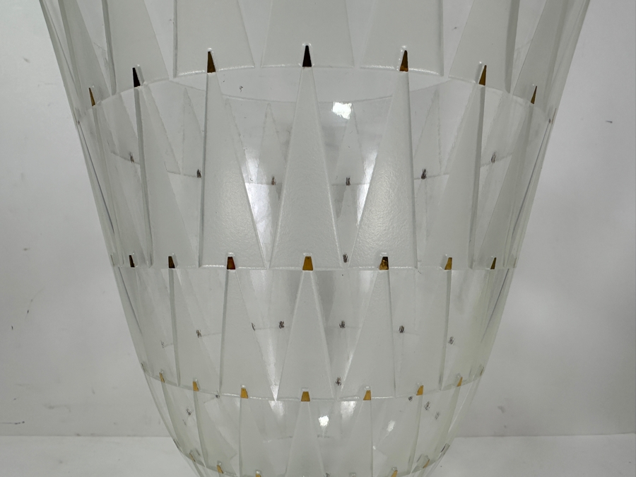 Just Added - Etched Art Glass Bowl Signed And Dated 1993 Underneath - Slight Chip In Rim (See Photos) 11.5W X 12.5H [Photo 3]