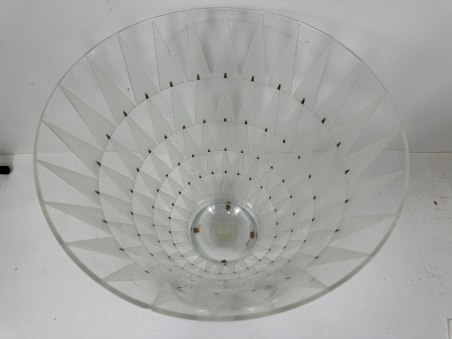 Just Added - Etched Art Glass Bowl Signed And Dated 1993 Underneath - Slight Chip In Rim (See Photos) 11.5W X 12.5H [Photo 4]