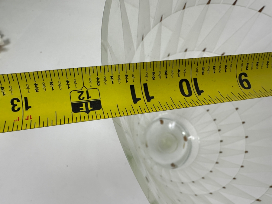 Just Added - Etched Art Glass Bowl Signed And Dated 1993 Underneath - Slight Chip In Rim (See Photos) 11.5W X 12.5H [Photo 10]