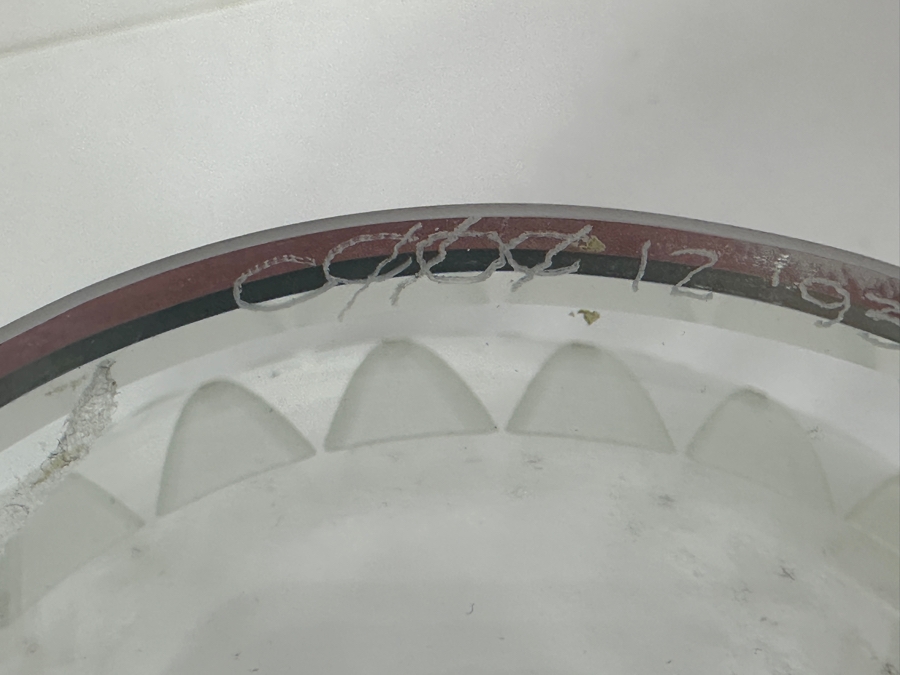 Just Added - Etched Art Glass Bowl Signed And Dated 1993 Underneath - Slight Chip In Rim (See Photos) 11.5W X 12.5H [Photo 7]