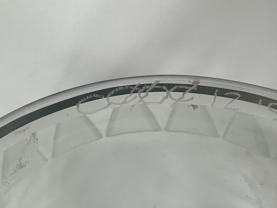 Just Added - Etched Art Glass Bowl Signed And Dated 1993 Underneath - Slight Chip In Rim (See Photos) 11.5W X 12.5H [Photo 8]
