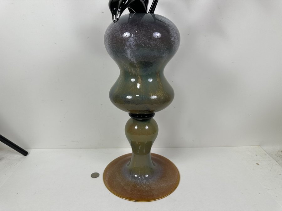 Art Glass Vase With Art Glass Flowers Unsigned 31'H [Photo 4]