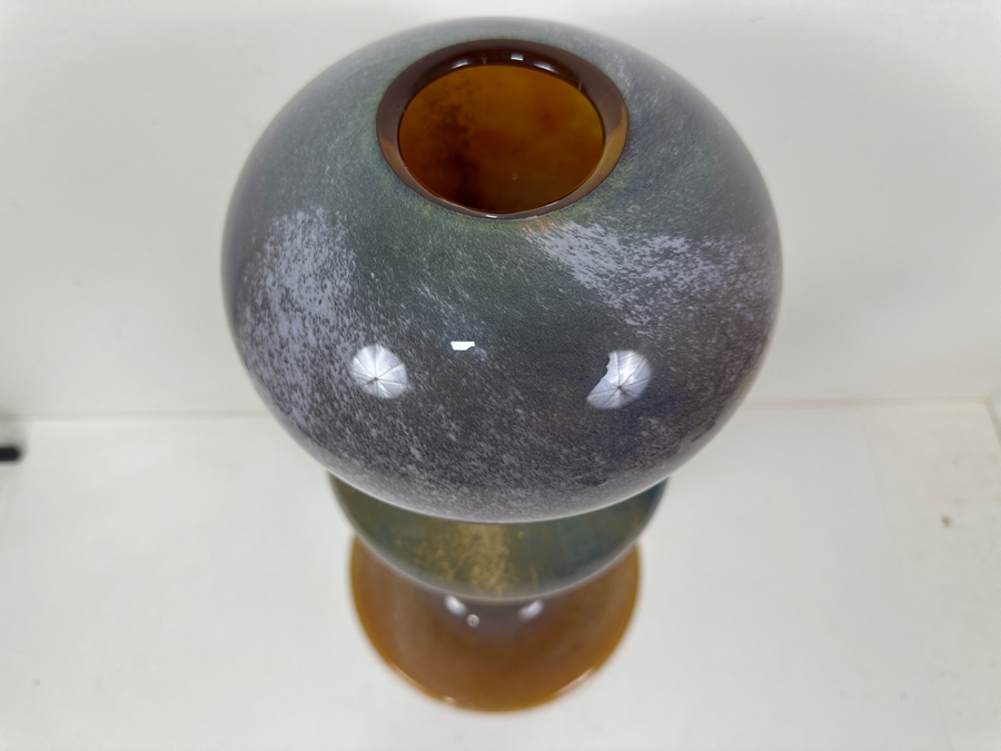 Art Glass Vase With Art Glass Flowers Unsigned 31'H [Photo 6]