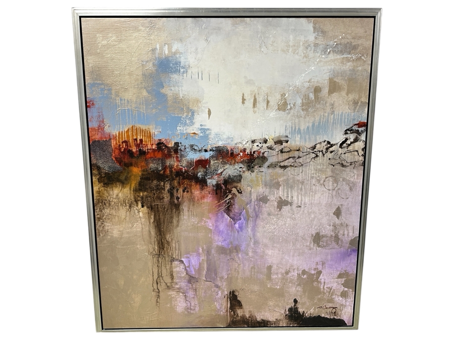 Just Added - Dennis Carney (American, B. 1960) Mixed-Media Abstract Modernist Painting On Canvas Titled 'Around' Signed Lower Right 60' X 70' Framed 65' X 75' Estimate $6,000-$7,000