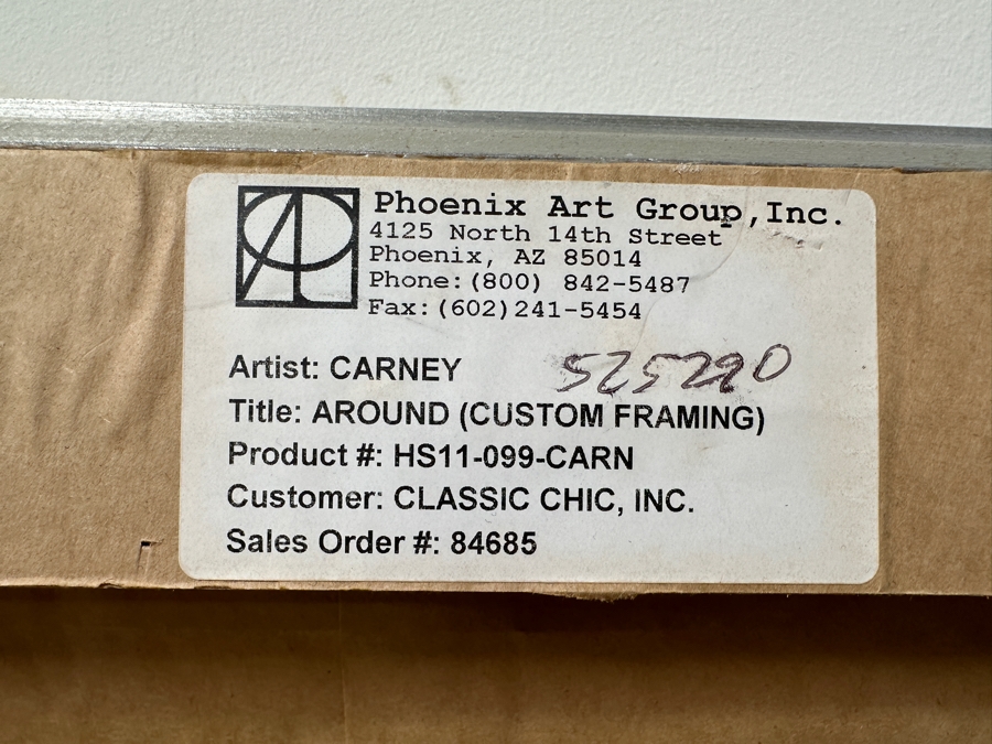 Just Added - Dennis Carney (American, B. 1960) Mixed-Media Abstract Modernist Painting On Canvas Titled 'Around' Signed Lower Right 60' X 70' Framed 65' X 75' Estimate $6,000-$7,000 [Photo 10]