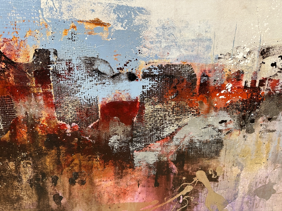 Just Added - Dennis Carney (American, B. 1960) Mixed-Media Abstract Modernist Painting On Canvas Titled 'Around' Signed Lower Right 60' X 70' Framed 65' X 75' Estimate $6,000-$7,000 [Photo 3]