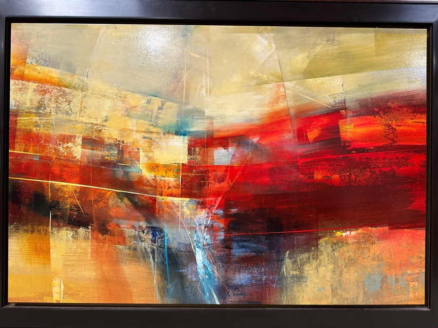 Just Added - Kemp Mixed-Media Abstract Modernist Painting On Canvas Titled 'Area Of Light' Signed Lower Right 60' X 40' Framed 68.5' X 48.5' Estimate $3,000-$5,000 [Photo 2]