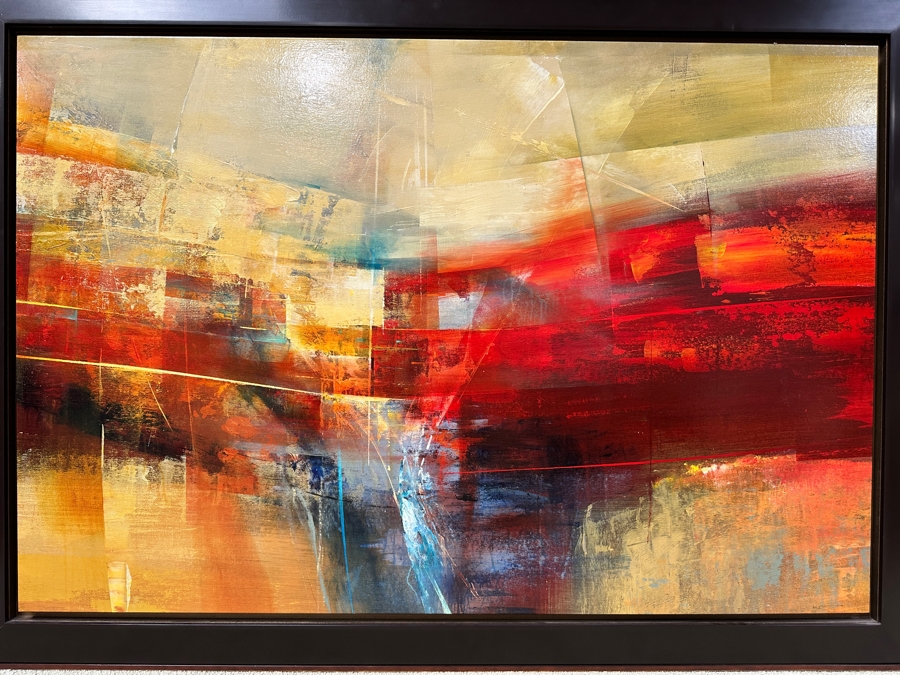 Just Added - Kemp Mixed-Media Abstract Modernist Painting On Canvas Titled 'Area Of Light' Signed Lower Right 60' X 40' Framed 68.5' X 48.5' Estimate $3,000-$5,000 [Photo 3]