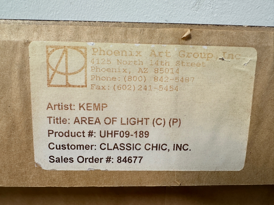 Just Added - Kemp Mixed-Media Abstract Modernist Painting On Canvas Titled 'Area Of Light' Signed Lower Right 60' X 40' Framed 68.5' X 48.5' Estimate $3,000-$5,000 [Photo 15]