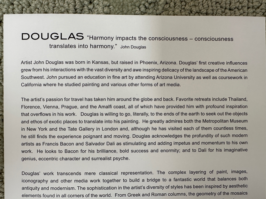 Just Added - John Douglas (American, 21st Century) Mixed-Media Abstract Modernist Painting On Canvas Titled 'Mystere' 69' X 51' Framed 71.5' X 53.5' Estimate $6,000-$9,000 [Photo 18]
