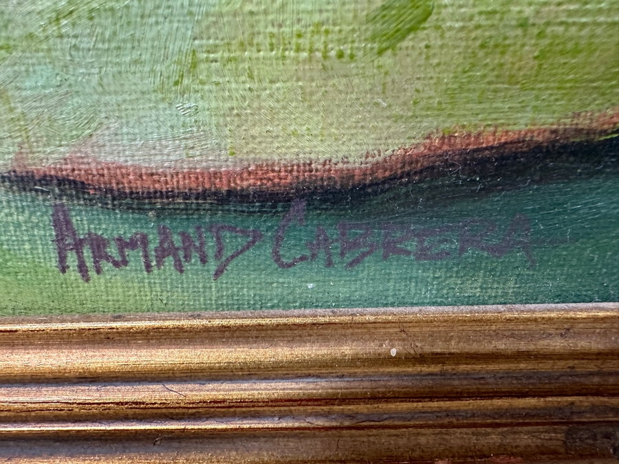 Just Added - Armand Cabrera (American, B. 1955) Oil On Canvas Titled 'Lily Pond' Signed Bottom Right 24' x 30' Framed: 37.5' x 32.5' [Photo 8]