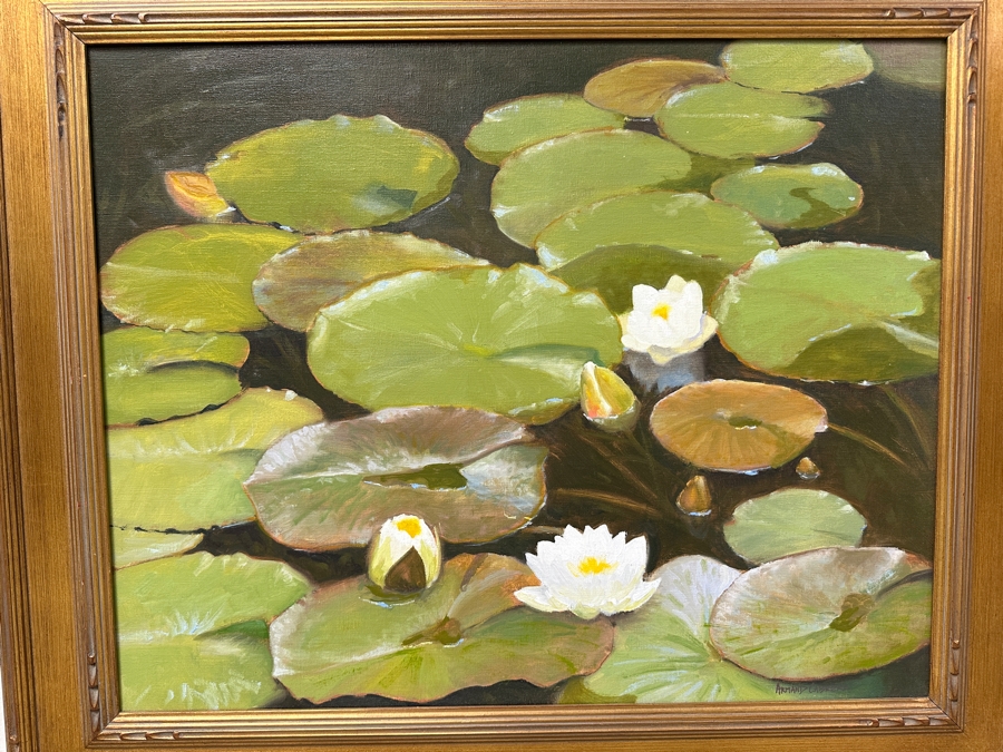 Just Added - Armand Cabrera (American, B. 1955) Oil On Canvas Titled 'Lily Pond' Signed Bottom Right 24' x 30' Framed: 37.5' x 32.5' [Photo 2]