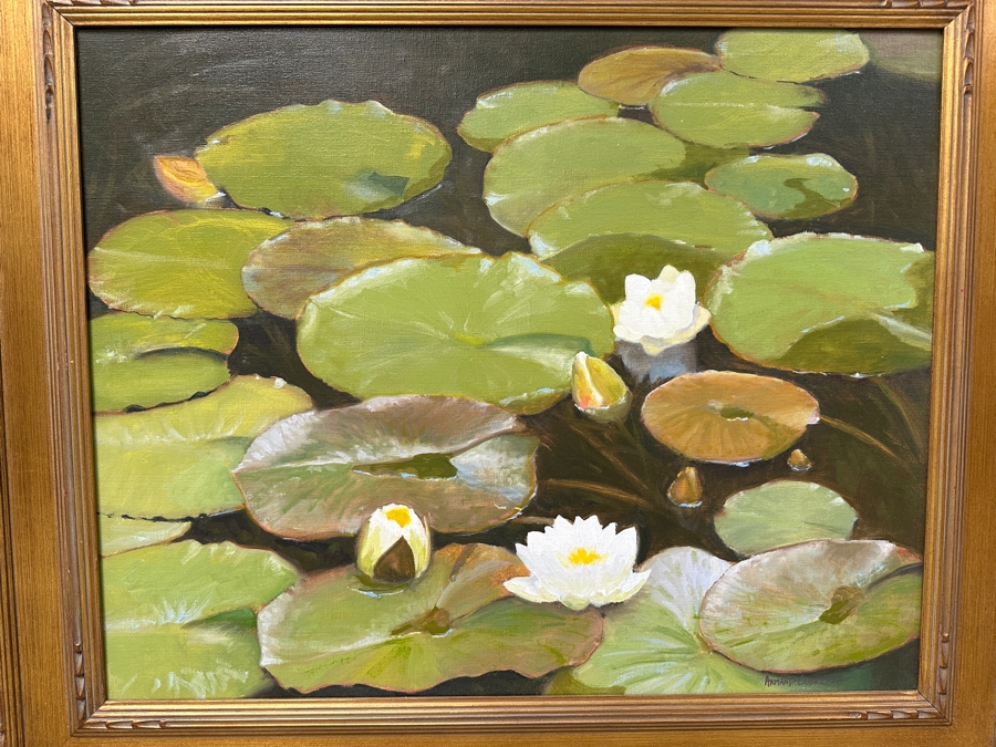 Just Added - Armand Cabrera (American, B. 1955) Oil On Canvas Titled 'Lily Pond' Signed Bottom Right 24' x 30' Framed: 37.5' x 32.5' [Photo 3]