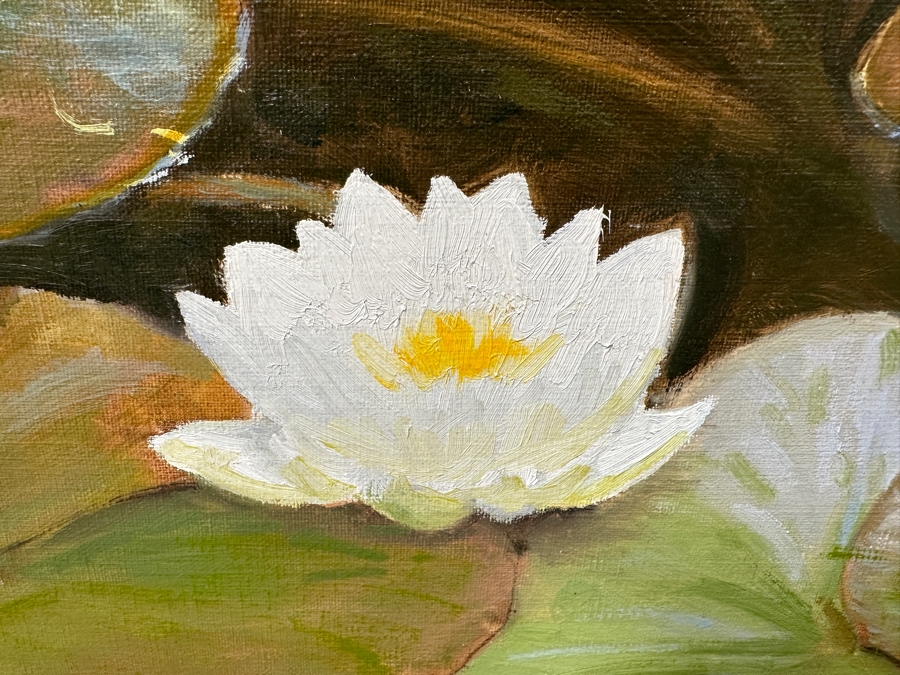 Just Added - Armand Cabrera (American, B. 1955) Oil On Canvas Titled 'Lily Pond' Signed Bottom Right 24' x 30' Framed: 37.5' x 32.5' [Photo 6]