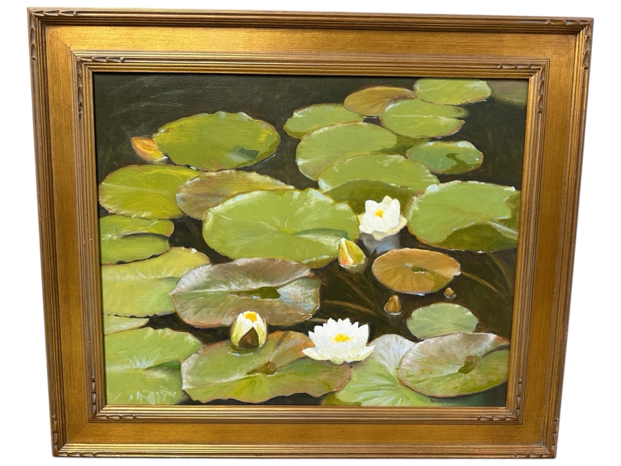 Just Added - Armand Cabrera (American, B. 1955) Oil On Canvas Titled 'Lily Pond' Signed Bottom Right 24' x 30' Framed: 37.5' x 32.5'