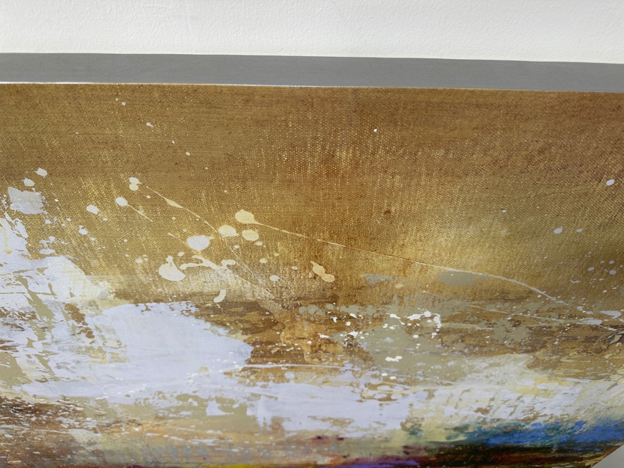 Dennis Carney (American, B. 1960) Abstract Giclee On Canvas Titled: 'Tumbling' Signed Bottom Right Framing: Thin, Silver-Painted Frame 49'W x 40”H  [Photo 9]