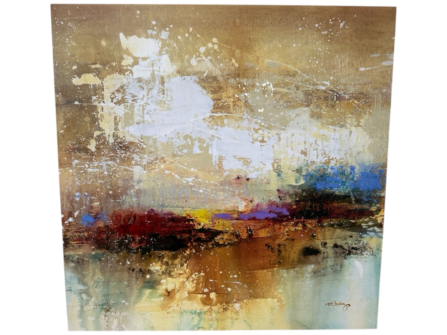 Dennis Carney (American, B. 1960) Abstract Giclee On Canvas Titled: 'Tumbling' Signed Bottom Right Framing: Thin, Silver-Painted Frame 49'W x 40”H 