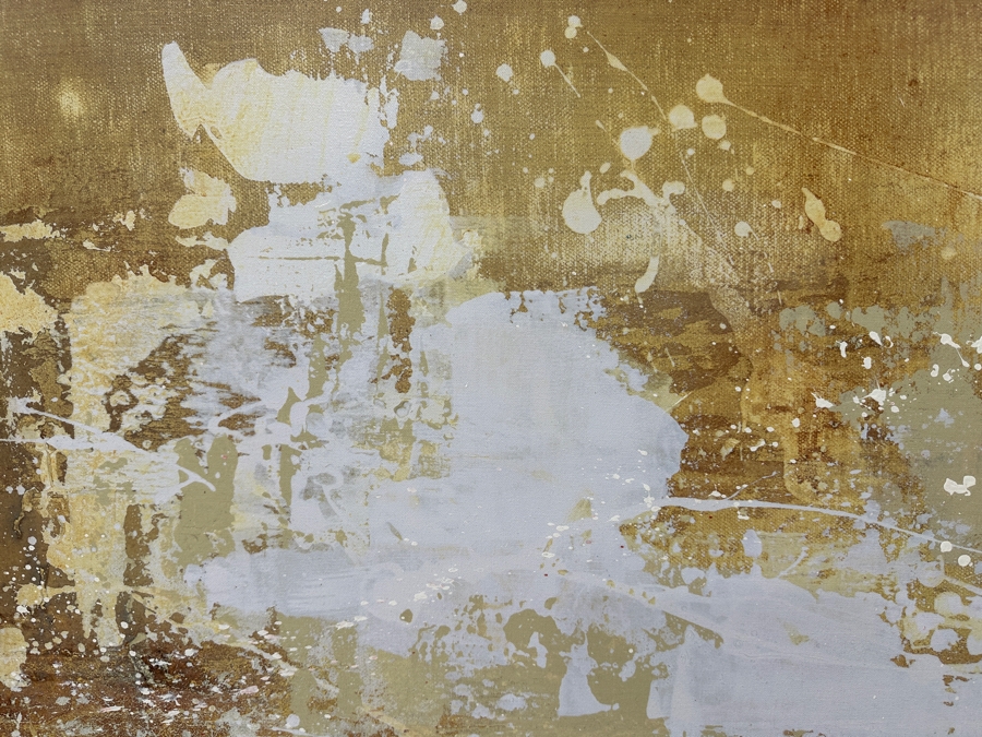 Dennis Carney (American, B. 1960) Abstract Giclee On Canvas Titled: 'Tumbling' Signed Bottom Right Framing: Thin, Silver-Painted Frame 49'W x 40”H  [Photo 6]