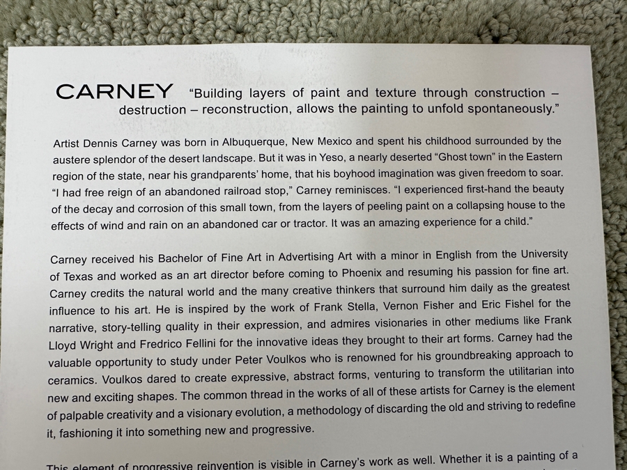 Dennis Carney (American, B. 1960) Abstract Giclee On Canvas Titled: 'Tumbling' Signed Bottom Right Framing: Thin, Silver-Painted Frame 49'W x 40”H  [Photo 16]