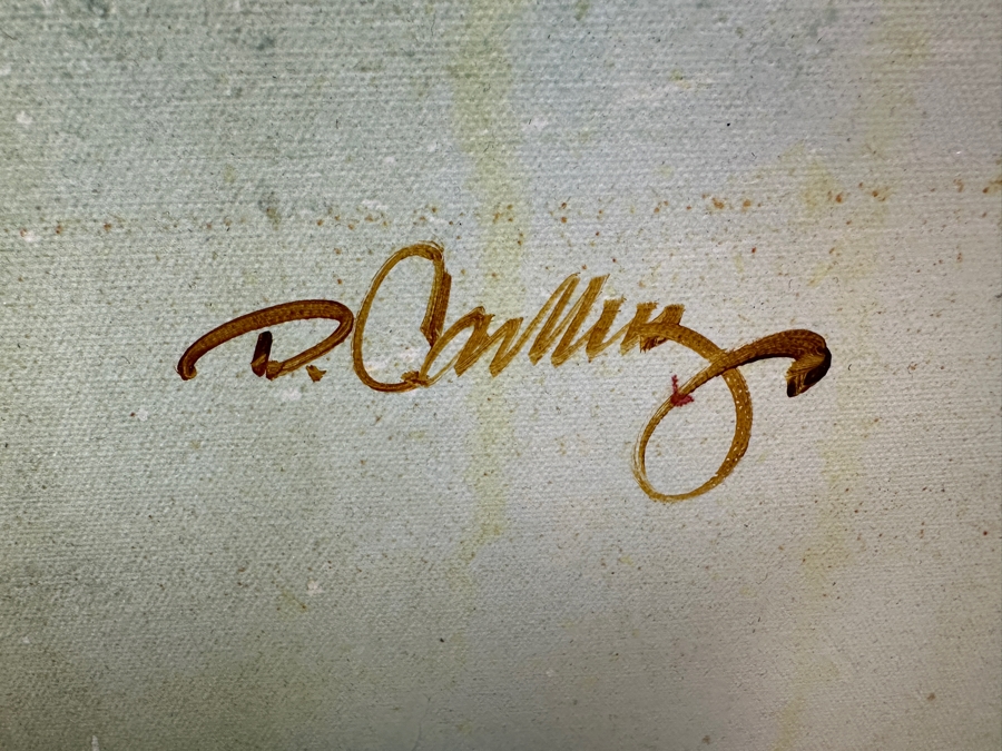 Dennis Carney (American, B. 1960) Abstract Giclee On Canvas Titled: 'Tumbling' Signed Bottom Right Framing: Thin, Silver-Painted Frame 49'W x 40”H  [Photo 7]