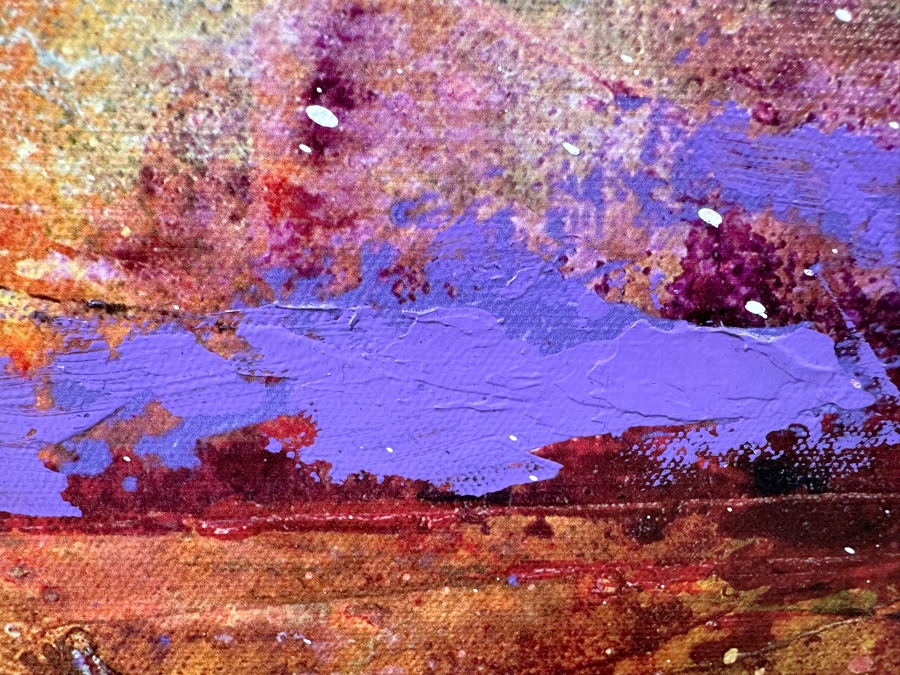 Dennis Carney (American, B. 1960) Abstract Giclee On Canvas Titled: 'Tumbling' Signed Bottom Right Framing: Thin, Silver-Painted Frame 49'W x 40”H  [Photo 4]