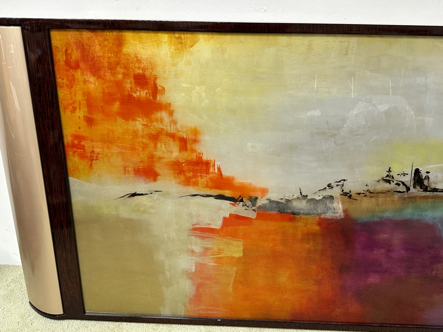 Jennifer Hollack Raboin (American, Twentieth-Twenty-First Century) Abstract Acrylic On Metal Titled: 'Skyline Blaze' 86' x 38' [Photo 3]