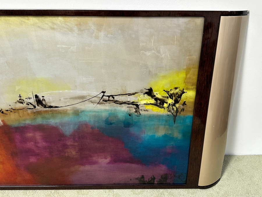 Jennifer Hollack Raboin (American, Twentieth-Twenty-First Century) Abstract Acrylic On Metal Titled: 'Skyline Blaze' 86' x 38' [Photo 2]