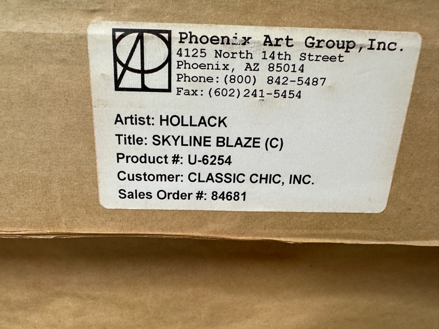 Jennifer Hollack Raboin (American, Twentieth-Twenty-First Century) Abstract Acrylic On Metal Titled: 'Skyline Blaze' 86' x 38' [Photo 9]