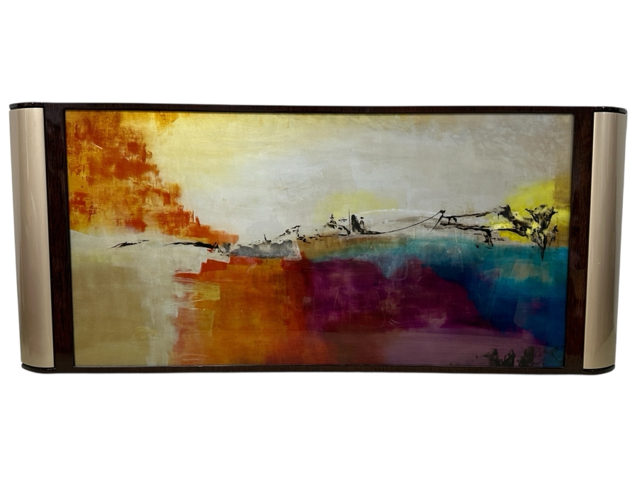 Jennifer Hollack Raboin (American, Twentieth-Twenty-First Century) Abstract Acrylic On Metal Titled: 'Skyline Blaze' 86' x 38'