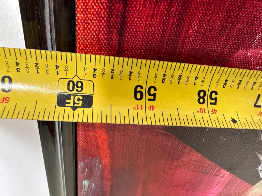 Rebecca Bridges Rice (American, Twenty-First Century) Abstract Acrylic On Canvas Titled: 'Color Pop' Signed Bottom Right 62'W x 33'H [Photo 11]