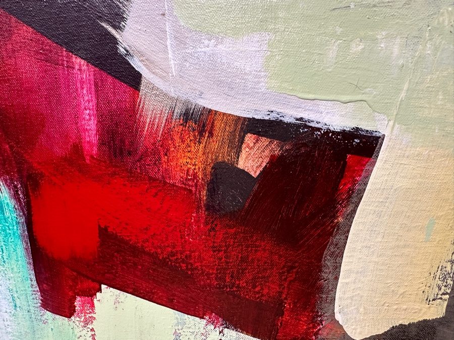 Rebecca Bridges Rice (American, Twenty-First Century) Abstract Acrylic On Canvas Titled: 'Color Pop' Signed Bottom Right 62'W x 33'H [Photo 5]