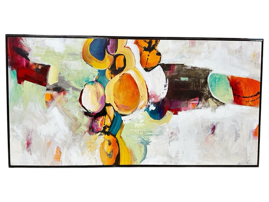 Rebecca Bridges Rice (American, Twenty-First Century) Abstract Acrylic On Canvas Titled: 'Color Pop' Signed Bottom Right 62'W x 33'H