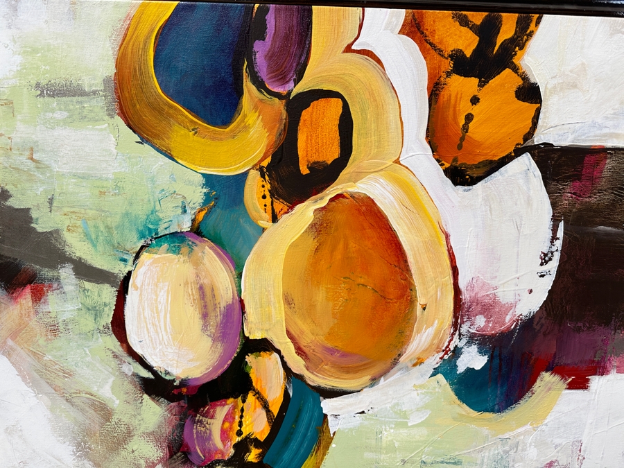 Rebecca Bridges Rice (American, Twenty-First Century) Abstract Acrylic On Canvas Titled: 'Color Pop' Signed Bottom Right 62'W x 33'H [Photo 2]