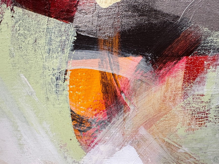 Rebecca Bridges Rice (American, Twenty-First Century) Abstract Acrylic On Canvas Titled: 'Color Pop' Signed Bottom Right 62'W x 33'H [Photo 4]