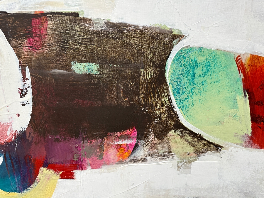 Rebecca Bridges Rice (American, Twenty-First Century) Abstract Acrylic On Canvas Titled: 'Color Pop' Signed Bottom Right 62'W x 33'H [Photo 6]